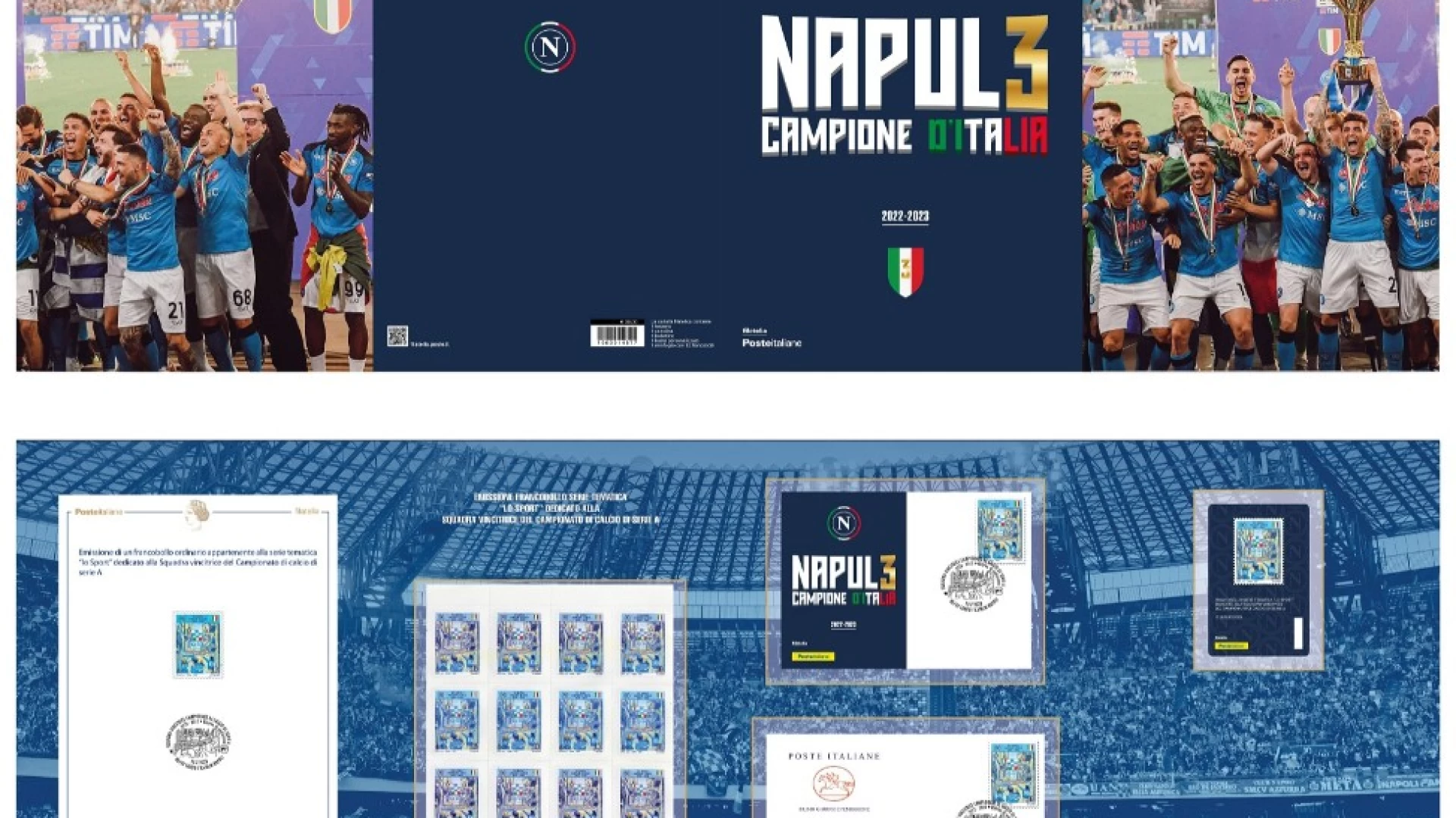 Poste Italiane: il folder del Napoli campione d'Italia e' il piu' venduto dell'anno.